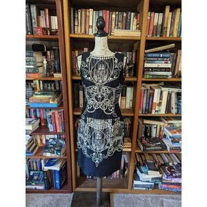 David Meister body con shift dress sz 4 nwot cotton blend knee length printed